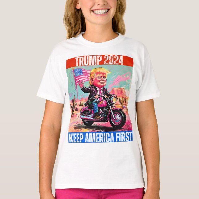 T-SHIRT TRUMP 2024 GARDER L'AMÉRIQUE EN PREMIER (Devant)