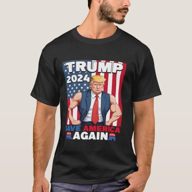 T-shirt Trump 2024 Sauvez à nouveau l'Amérique en chemise (Devant)