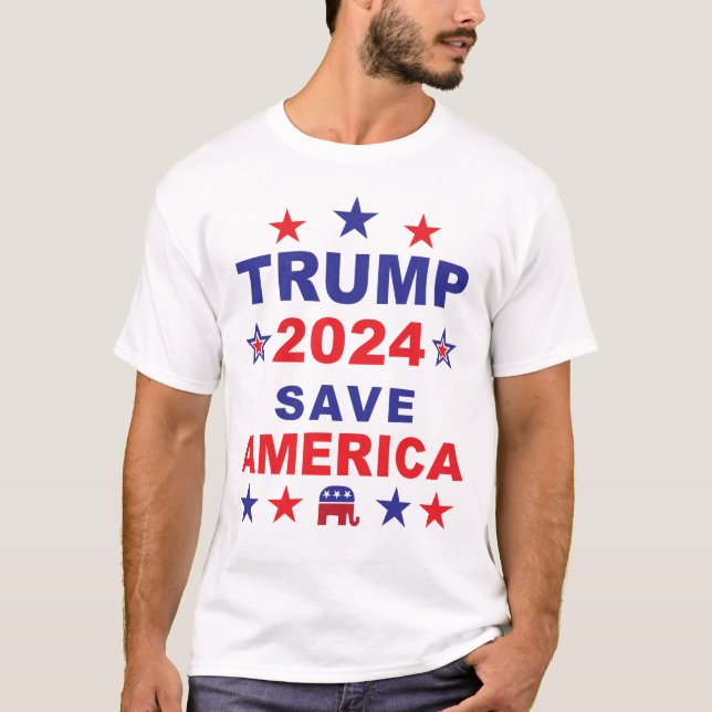 T-SHIRT TRUMP 2024 SAVE AMERICA (Devant)