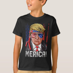 T-shirt Trump 4 juillet Merica Hommes Femmes États-Unis Fl