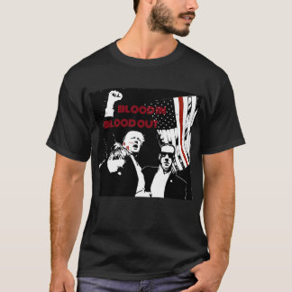 T-shirt Trump Assination Lineart, Sang dedans, Sang dehors