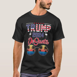 T-shirt Trump Desantis 2024 Flamant rose américain rétro