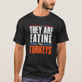 T-shirt Trump Dit Drôle Qu'Ils Mangent Les Dindons Avant
