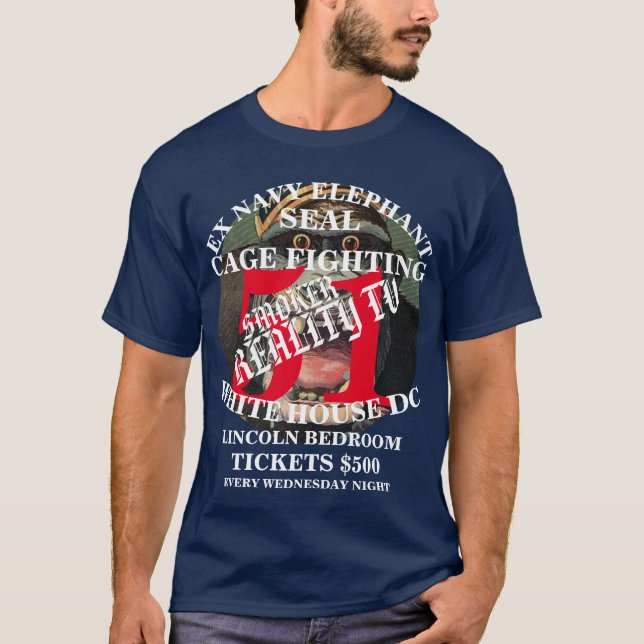 T-shirt Trump Ex Navy Elephant Seal Cage Combattre (Devant)