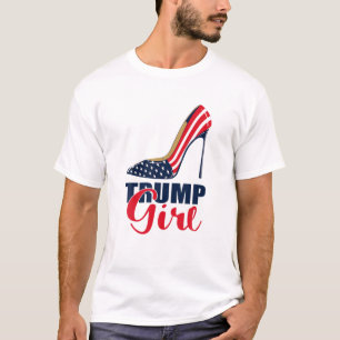 T-shirt Trump Girl Stilettos High Heel American Flag Trump