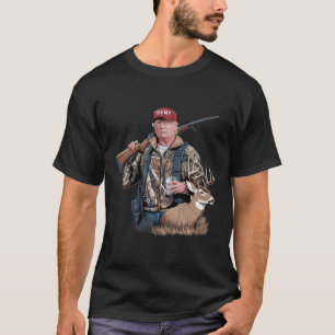 T-shirt Trump Hunting Deer (avant et arrière) Make Hunting