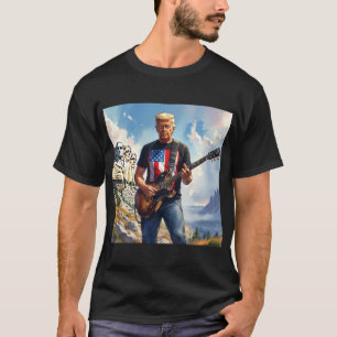 T-shirt Trump Jouant à la guitare électrique Mont Rushmore