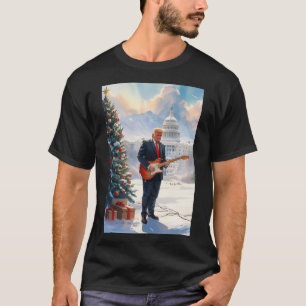 T-shirt Trump jouant à la guitare électrique Noël US Capit