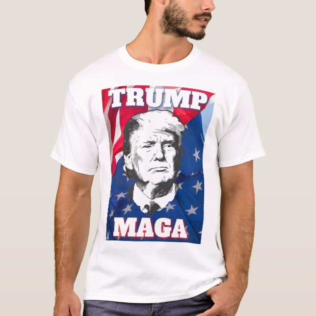 T-shirt TRUMP MAGA avec un Arrière - plan de drapeau améri (Devant)