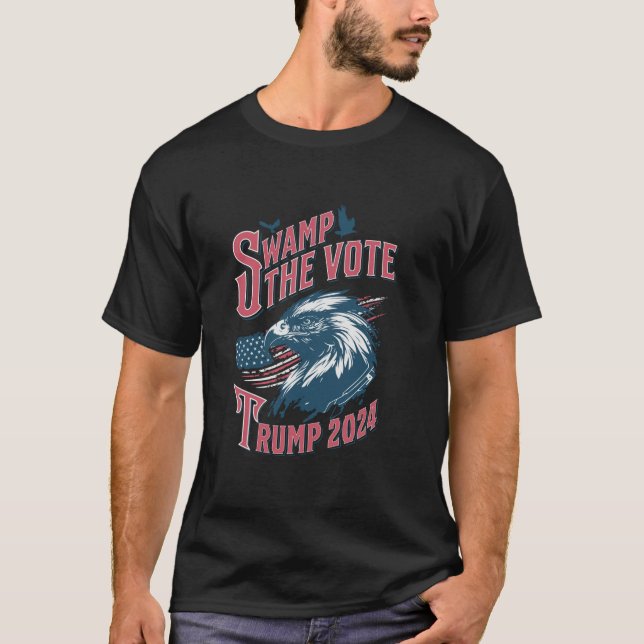 T-shirt Trump Marécage Le Vote USA Aigle Drapeau Américain (Devant)