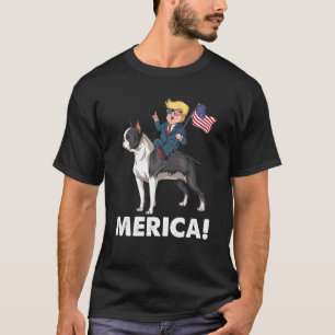 T-shirt Trump Merica Boston Terrier Dog American Hero 4E