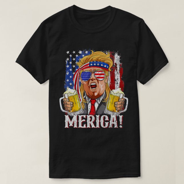 T-shirt Trump Mullet 4 juillet États-Unis Drapeau américai (Design devant)