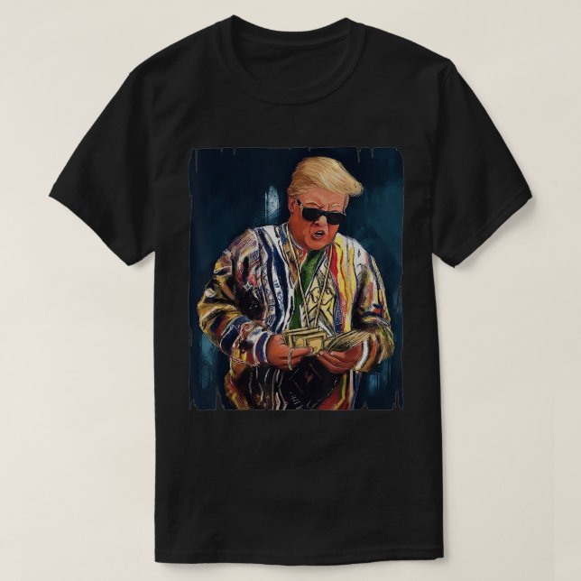 T-shirt Trump President counting money Funny  (Design devant)