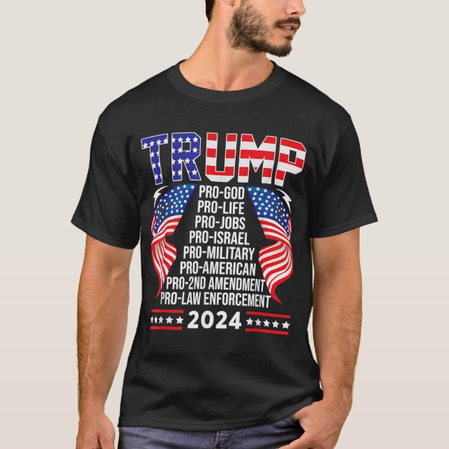 T-shirt Trump Pro God Anti-avortement Pro Jobs Pro Israel  (Devant)