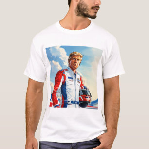 T-shirt Trump Racing Pilote de voiture de course avec casq