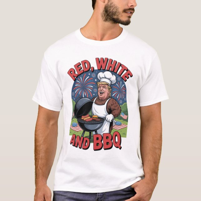 T-shirt Trump Red White et BBQ 4 juillet (Devant)