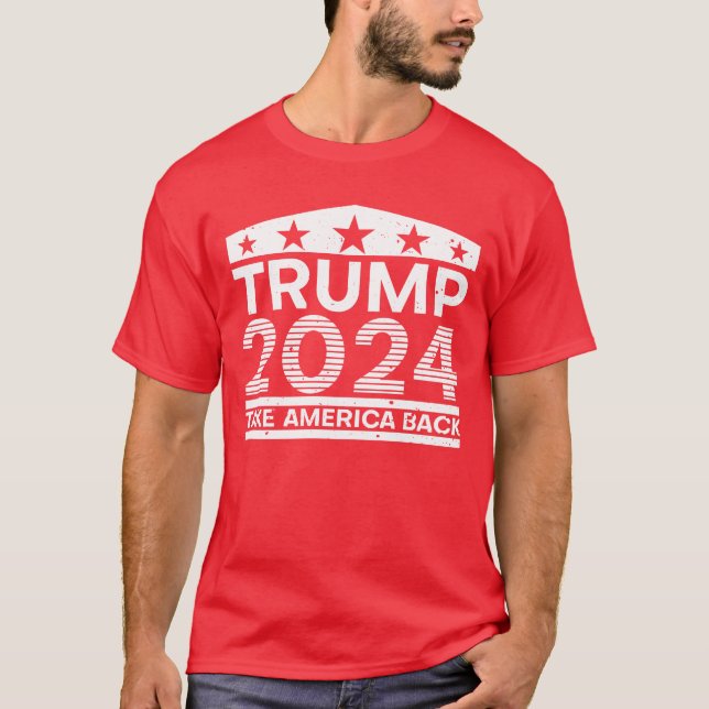 T-shirt Trump Reprendre l'Amérique 2024 États-Unis Drapeau (Devant)