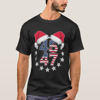 T-shirt Trump Retour 45 47 Président Usa Santa Hat Christ