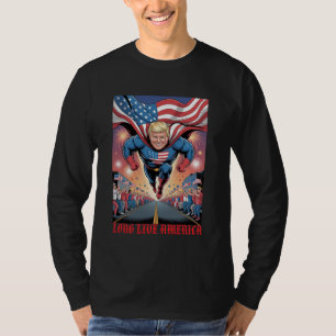 T-shirt Trump Superhero Flyover : Une foule patriotique su