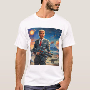 T-shirt Trump sur la planète Alien Dinosaures Laser Gun Vo