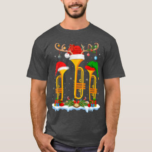 T-shirt Trumpet Music Amour Xmas Éclairage Père Noël Trump