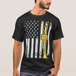 T-shirt Trumpeter Trumpet Drapeau patriotique Trumpet