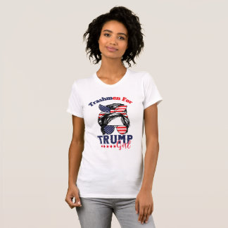 T-shirt Trushmen for Trump Girl Messy Bun Election flag