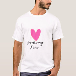 T-shirt tu es mon amour cœur rose rouge aquarelle kidretro