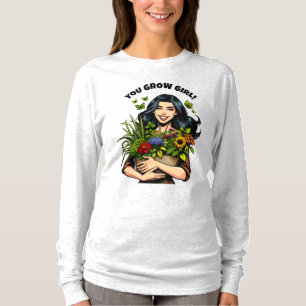 T-shirt Tu Grandis Fille   Amoureux des Plantes rétro amus