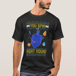 T-shirt Tu M'Entoures Droit Rond Dreidel Hanoukka Vilain
