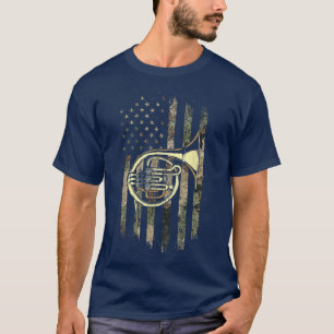 T-shirt Tuba Drapeau Américain Groupe de Musique Amateurs