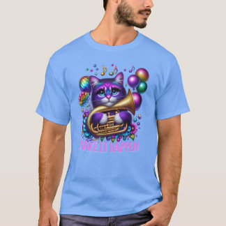 T-shirt Tuba Jouer Chat Psychedelicuba Chat