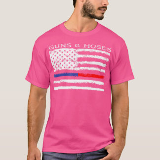T-shirt Tubes à pistons mince Ligne Rouge Bleue Police inc