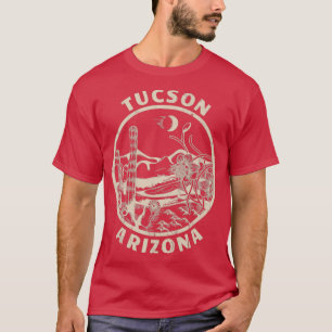 T-shirt Tucson Arizona Linocut désert en détresse Illustra