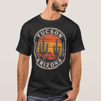 T-shirt Tucson Arizona Rétro Coucher de Soleil Désert Sagu