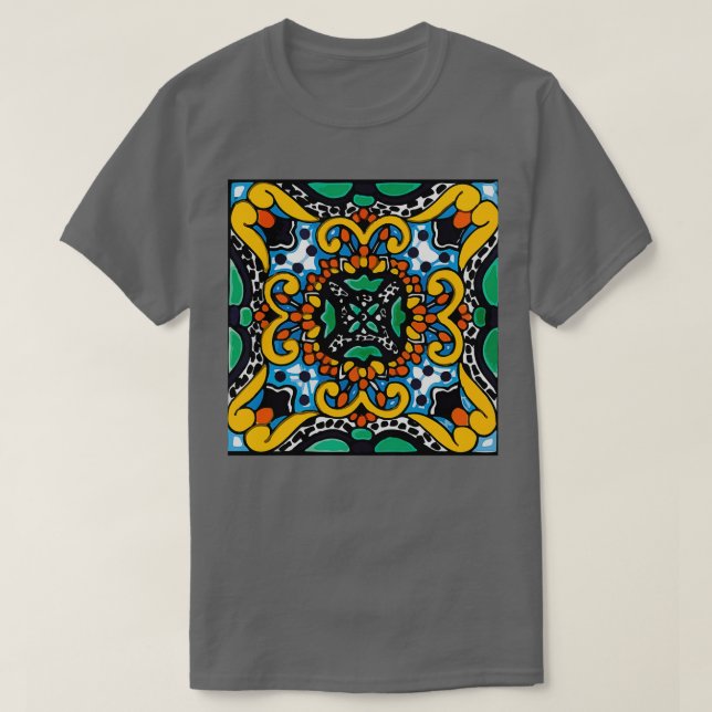 T-shirt tuile baroque talavera mexicaine peinte à la main (Design devant)