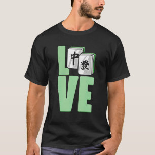 T-shirt Tuiles de jeu d'amour de Mahjong chinois pour joue