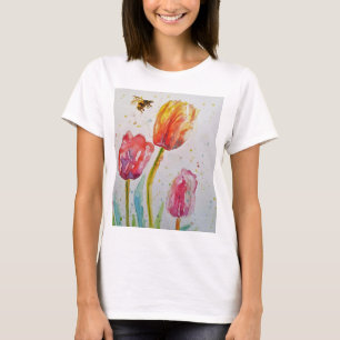 T-shirt Tulip Bee Floral Flower T Shirt