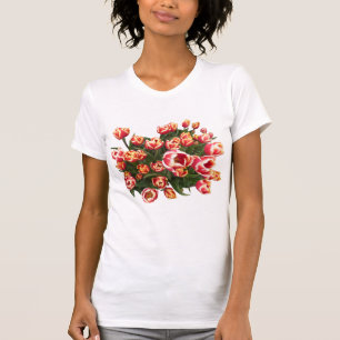 T-shirt Tulipes Bella en toile rouge et blanc