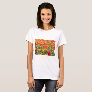 T-shirt Tulipes, Lumineuses et colorées jaune et rouge