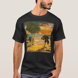 T-shirt Tulum Mexique Look Vintage Palm Tree Sunset Tropic
