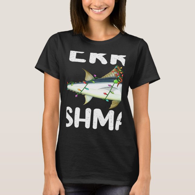 T-shirt Tuna Fish  Xmas Lights Reindeer Hat Tuna Fish Chri (Devant)
