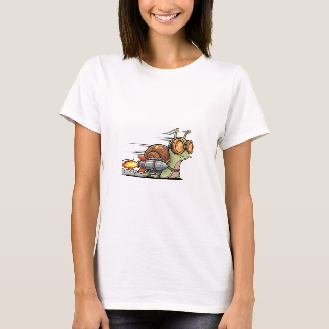 T-shirt Turbo-Charged Snail Racer with Rocket Booster (Devant)