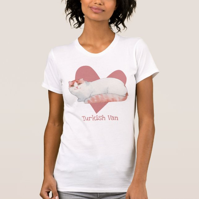T-shirt Turc Van Chat Aquarelle Kitty Coeur rose (Devant)