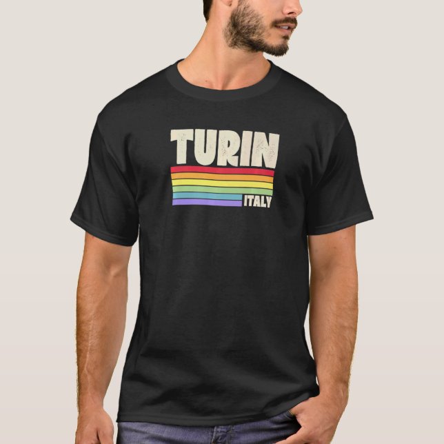 T-shirt Turin Italie Rainbow Gay pride Merch Retro les ann (Devant)