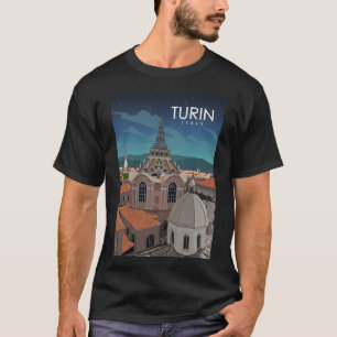 T-shirt Turin Italie Vintage Minimal Rétro Affiche de voya