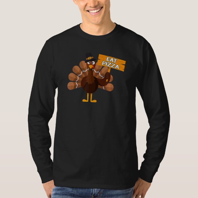 T-shirt Turkey Eat Pizza Adult Vegan Kids  Thanksgiving  1 (Devant)