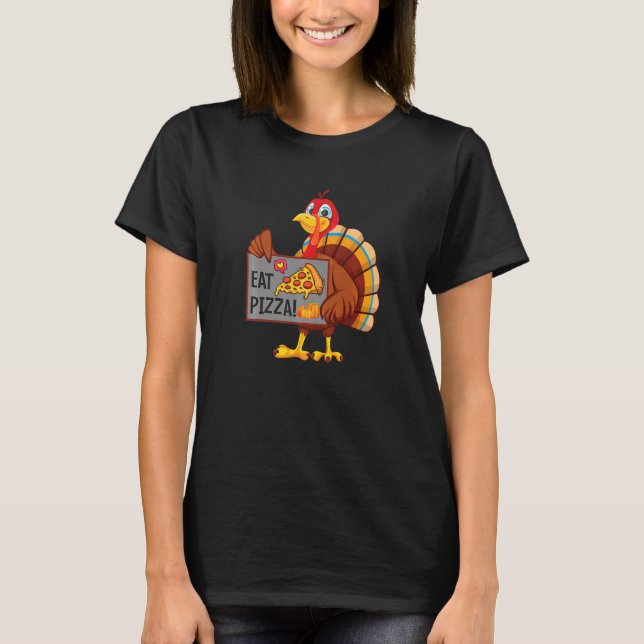 T-shirt Turkey Eat Pizza Adult Vegan Kids  Thanksgiving Da (Devant)