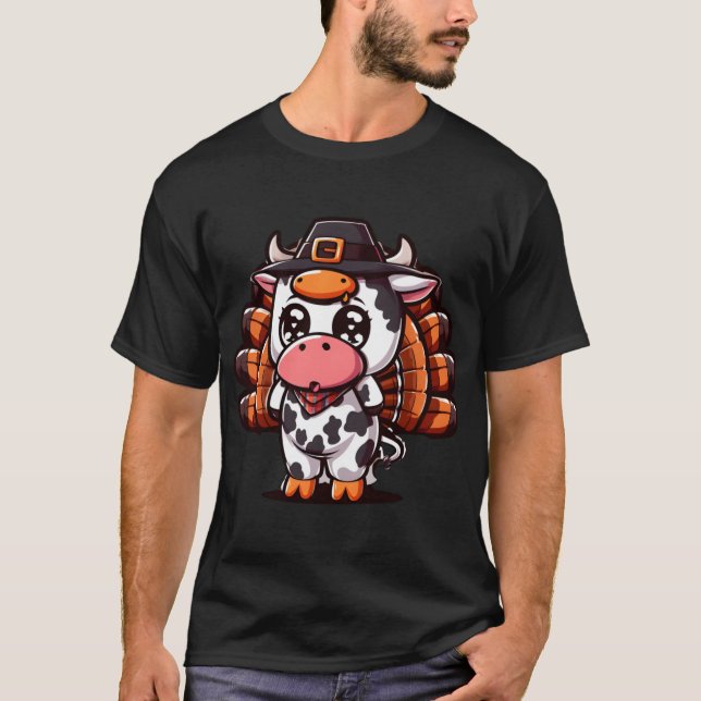 T-shirt Turkey Moo Funny Thanksgiving (Devant)