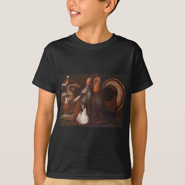 T-shirt Turquie Canards Pigeon Thanksgiving Kids Tee (Devant)